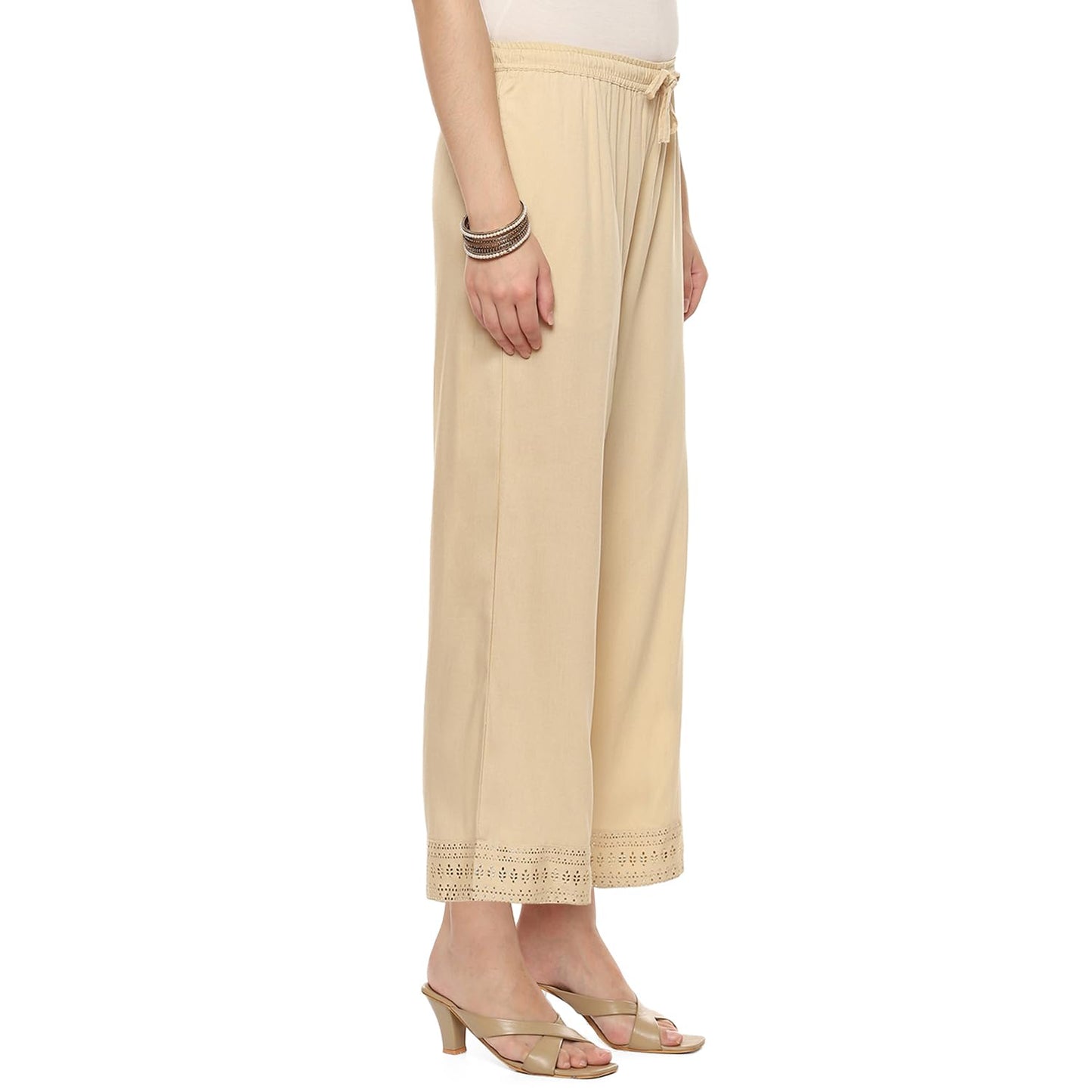 BIBA Women Solid Bottom WEAR(Bottom W19888_Beige_S)