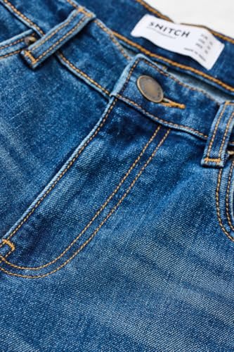 SNITCH Men Casual Jeans | Straight Fit Blue with Smooth Texture & Washed Finish | Durable Cotton Blend Fabric for Everyday Comfort & Versatile Styling