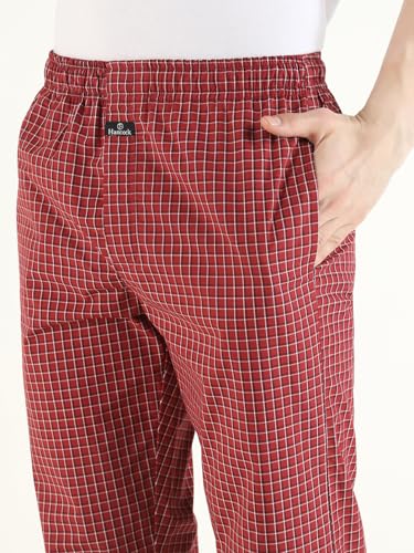 Hancock Men Cotton Checked Relaxed Fit Night Suit Red Size S