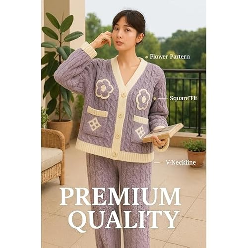 Cigain Women’s Super Soft Fleece Pajama Set – Warm Winter Loungewear Two-Piece Set (Plus Size, Purple, Medium)