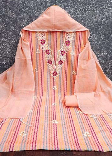 Leeli Peeri Designer Women's Cotton Embroidery Work Unstitched Salwar Suit Dress Material