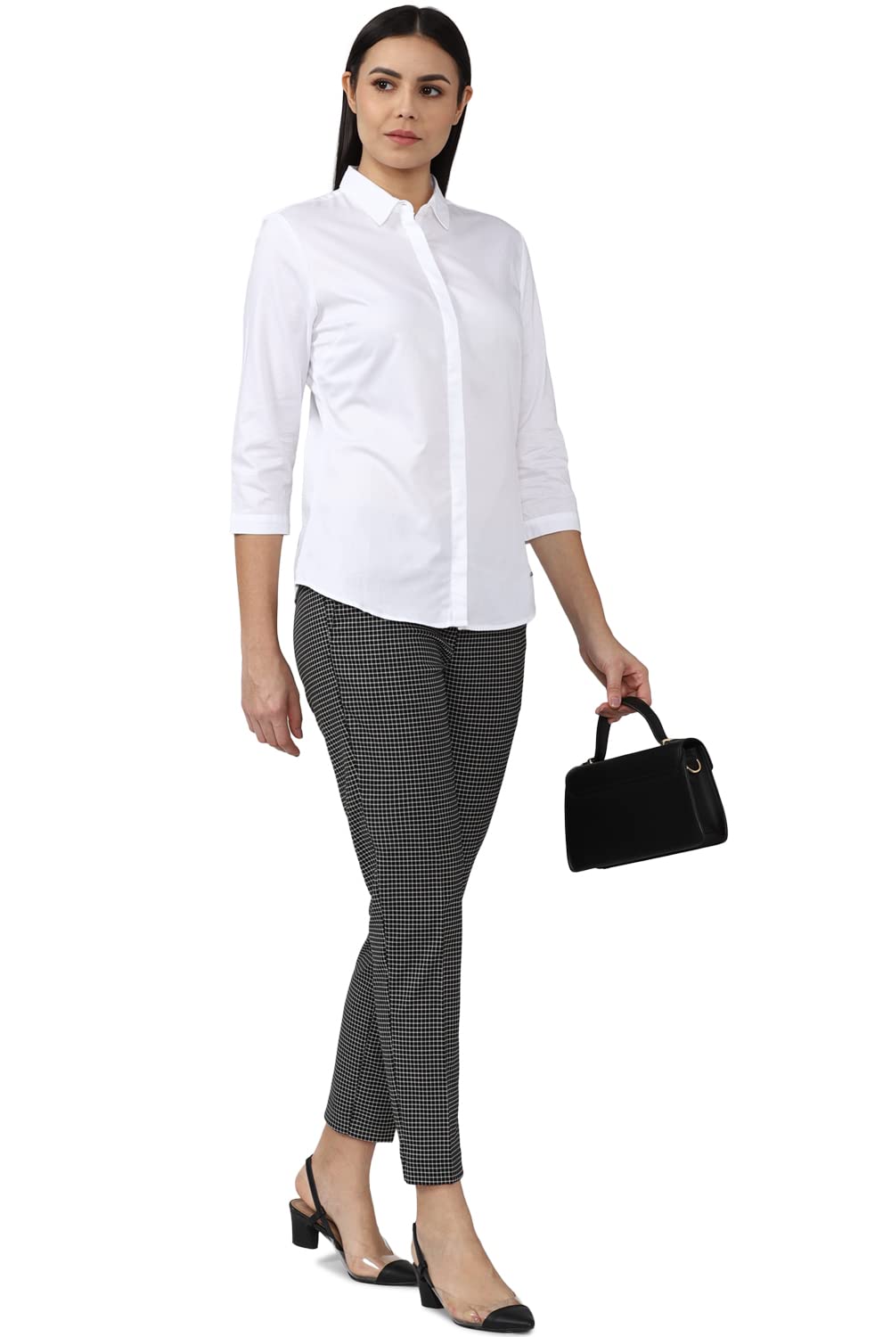 Van Heusen Women's Solid Regular Fit Shirt (VWSFCRGBM60638_White 2XL)