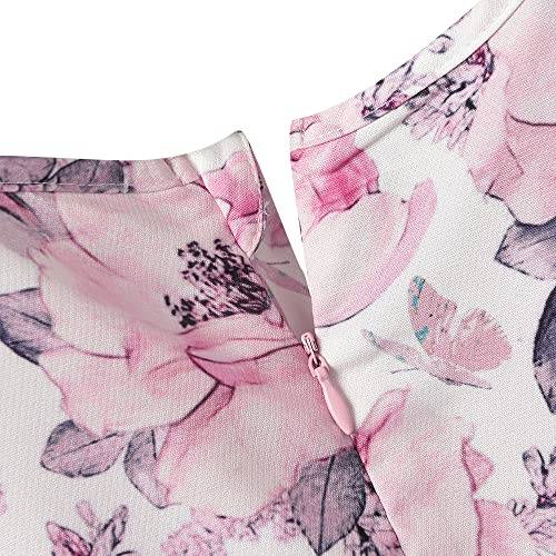 Hopscotch Girls Polyester-Blend Floral Print Casual Dress In Pink Color For Ages 10-11 Years (GOE-4164032)