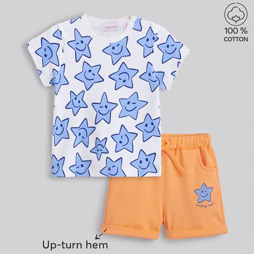 Hopscotch Baby Boys All Over Print Print Short Sleeves White Short set For Ages (6-9 Months)