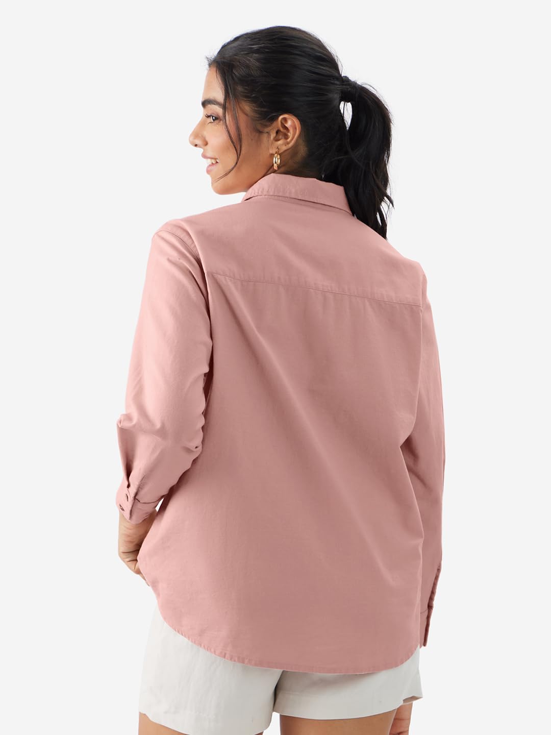 The Souled Store Rosewood Women and Girls Long Sleeve Collared Neck Button Down Regular Fit Cotton Linen Shirts