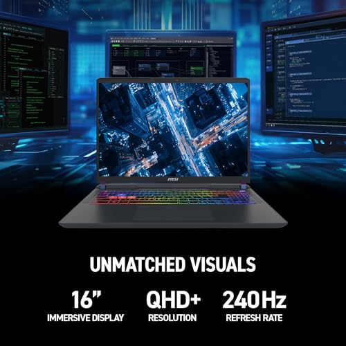 MSI Vector 16 HX AI 16” 144Hz FHD+ Gaming Laptop: Intel Core Ultra 7-255HX, NVIDIA Geforce RTX 5070Ti, 16GB DDR5, 512GB NVMe SSD, Thunderbolt 5, Wi-Fi 6E, Win 11 Home: Cosmo Gray A2XWHG-212US