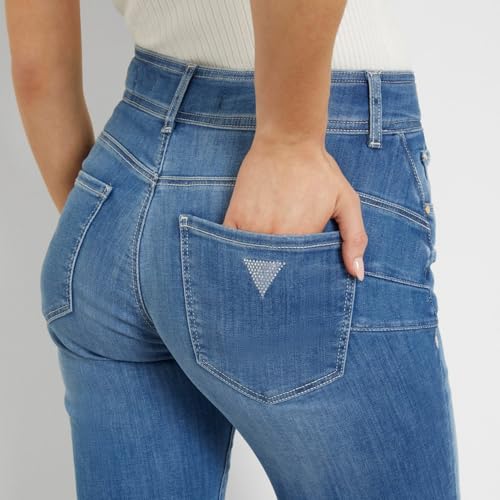 GUESS Eau Mid Solid Mid Rise Jeans Blue