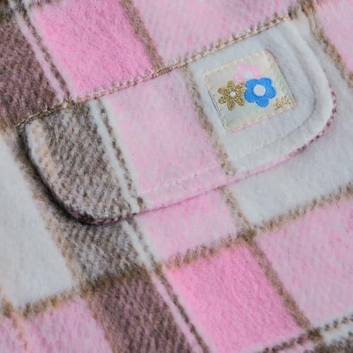 Hopscotch Girls Full Sleeves Pink Plaid Fleece Jacket For Ages(12-24 Months)