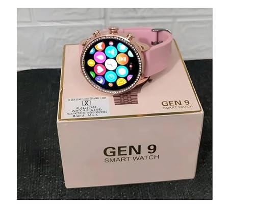 DAXIO ENTERPRISES GEN 9 Smart Watch Specially Made for Girls & Women with Multi Features and Watch Faces, Music Smartwatch (Golden Strap, 1.30 Inch AMOLED Sunlight Proof Display)