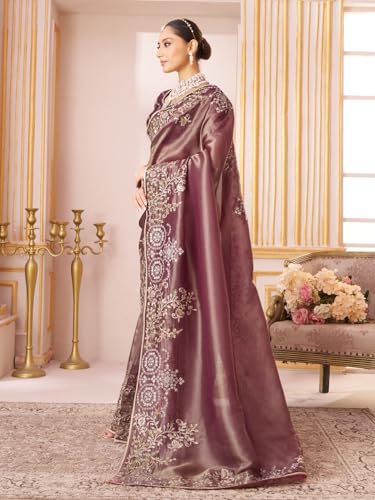 Laxmipati Chakor Purple Silk Saree with Floral Embroidery_N-2900
