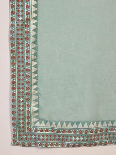 AVYUKTHA Silk Kurta Palazzo & Dupatta Set For Womens | Regular Fit | 3/4 Sleeve | V Neck | Printed Embroidery | Lightweight & Comfortable | Ethenic Dress | Ideal For Weddings & Parties | M | Teal