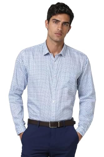 Van Heusen Men's Cotton Solid Slim Fit Casual Shirt_Blue_38