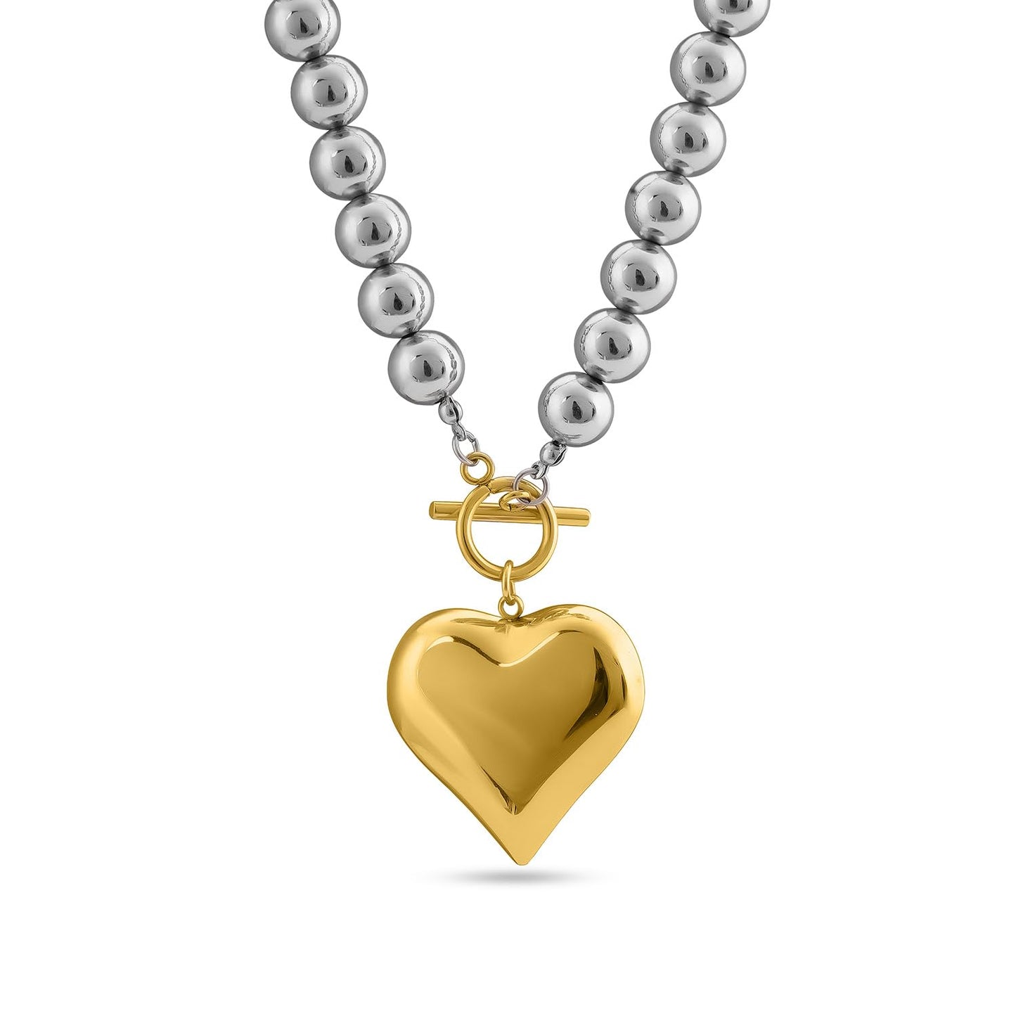 PALMONAS Golden Heart Beaded Necklace for Womens - Waterproof & Anti-Tarnish, Gift for Girls & Women
