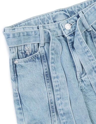 U.S. POLO ASSN. Kids Wide Leg fit Girls Cotton Jeans (UGJEN0198_Blue_13-14Y)