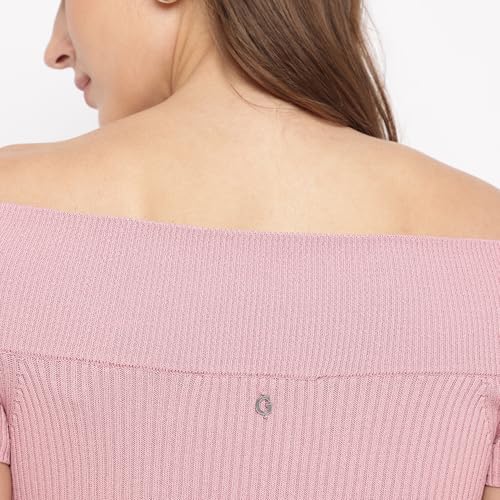 GUESS Vintage Blush Textured Off-Shoulder Short Sleeves Lidia Bodycon Dress