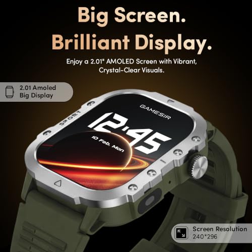GameSir Forge 1 Smart Watch for Men & Women, 2.19" Full Touch Display, Bluetooth Calling, Fitness Tracking, Message Notifications, Android & iOS Compaatible - (Green)