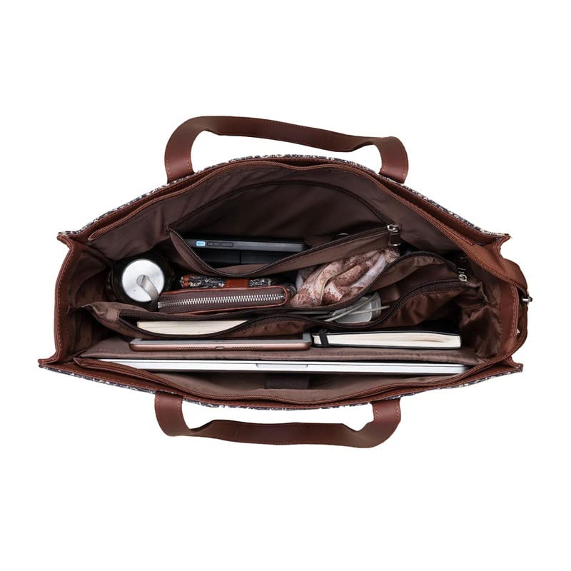 ZOUK Royal Indian Peacock Motif Printed Jute Handcrafted Vegan Leather Women's Multicolor Structured Tote Bag