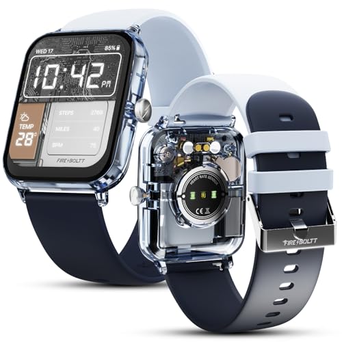 Fire-Boltt Ninja Phantom Smart Watch 1.83” Display, Transparent Clear Body Design, Bluetooth Calling, 120+ Sports Modes, Voice Assistant, AI Outfit Watch Face Smartwatch for Men & Women Stealth Navy