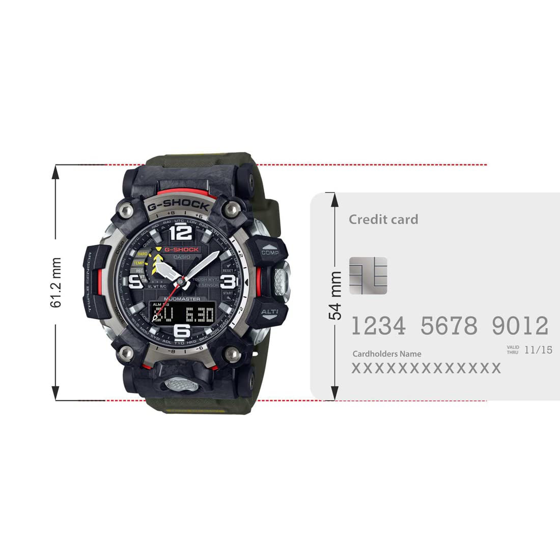 Casio G-Shock GWG-2000-1A3DR Gray IP Multi-Coloured Analog-Digital Dial Military Green Resin Strap Men's Watch Mud Resistant Barometer Altimeter G1176