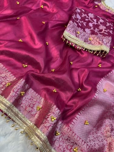 RB ZIVA Viral Banarasi Soft Tissue Silk Ghunghroo Saree With Lace Attached