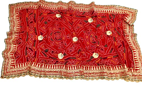 RANISATIYA Womens New Open Pure Georget Dupatta,Free Size,red