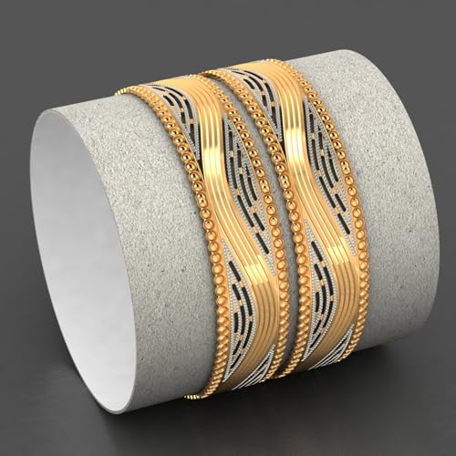 CYGNI BANGLES Elegant Gold-Plated Bangles for Women Traditional Design Jewelry (1 Pair)(F2-B-98)