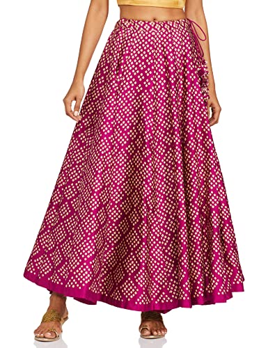 BIBA Women Printed Flared Mix and Match(Twirl TR17071_Meganta_L-XL) Magenta