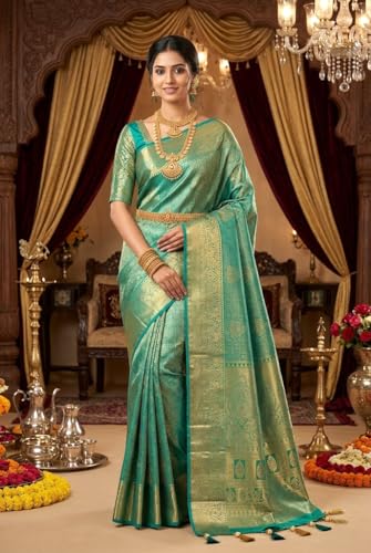 SREE KUMARAN Women's Kanchipuram Silk Pure Pattu Sarees With Blouse (VSK128-1)
