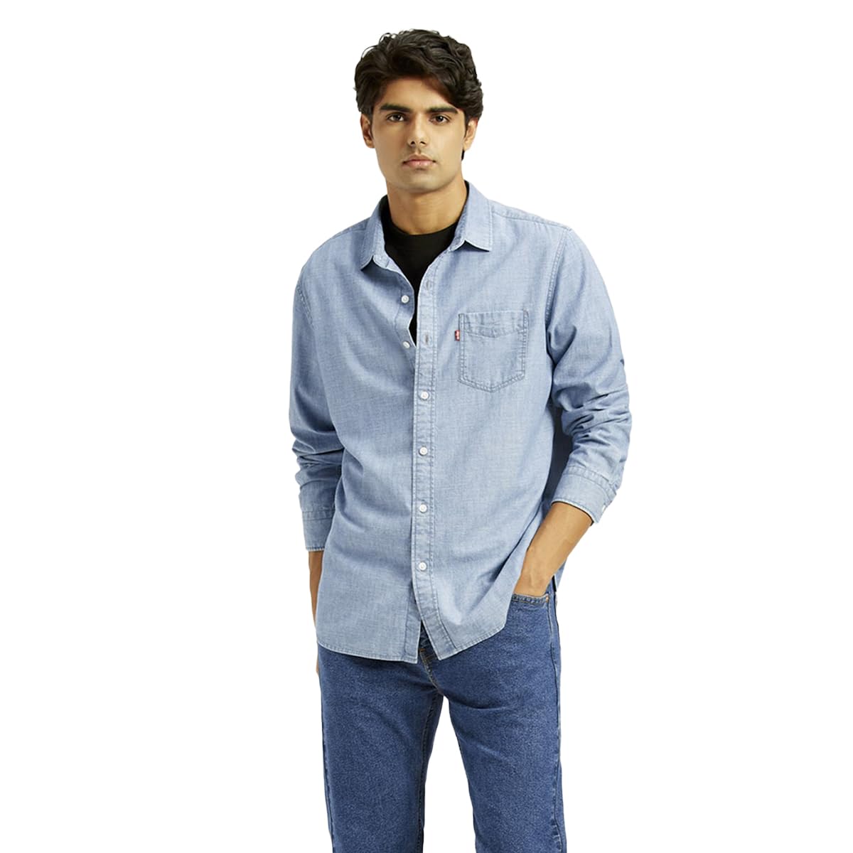 Levi's Men's Solid Slim Fit Shirt Blue