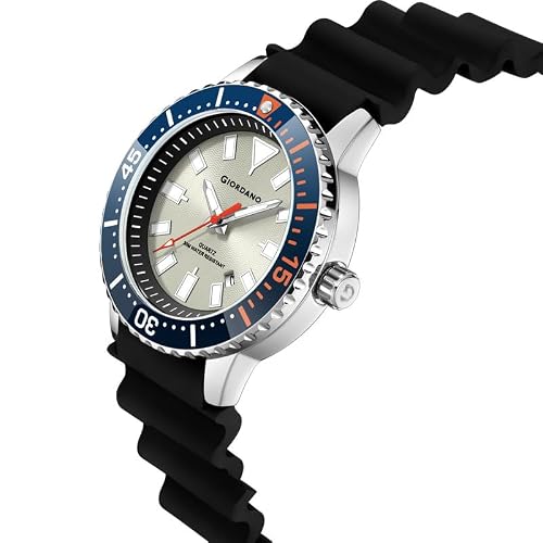 Giordano Analog Wrist Watch for Men Stylish Silicon Strap with Water Resistant 3 Hand Mechanism for Men and Boys to Compliment Your Look/Ideal Gift for Male - GZ-50103