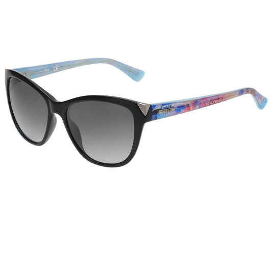 GUESS | Black Full-rim Cat Eye Branded Latest and Stylish Non-Polarized Sunglasses | 100% UV Protection (UV 400) Grey Gradient FadedLens | Women | Medium | GU7398 01B 55 S