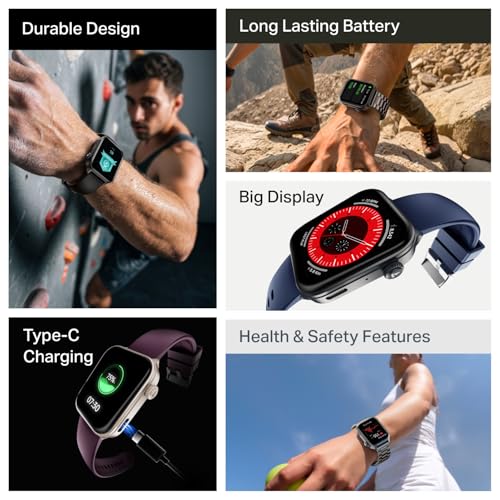 boAt Storm Call 4 India's first Smartwatch with Type-C Charging,1.96”(4.97 cm) HD Display, Functional Crown, BT Calling, Sports Modes, Heart Rate, SpO2, Sleep & Stress Tracking, SOS,IP68(Active Black)