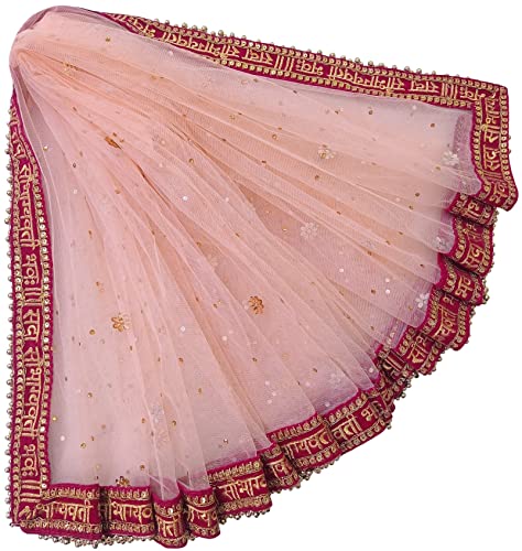 Navti Creations Women's Embroidered Net Dupatta (NC-912_Peach, Free Size)