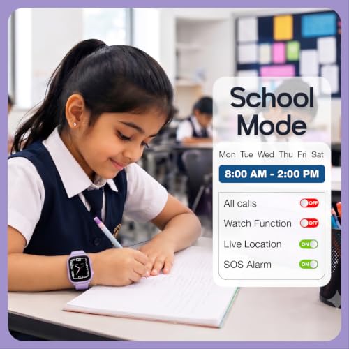 sekyo Neo AI -India's First AI-Powered Smart Watch for Kids | AI Learning Coach, Video Call, GPS Tracker, Habit Coach| Edu-Games, Step Count, SOS, Parental Control | Kids Smartwatch for Boys/Girls