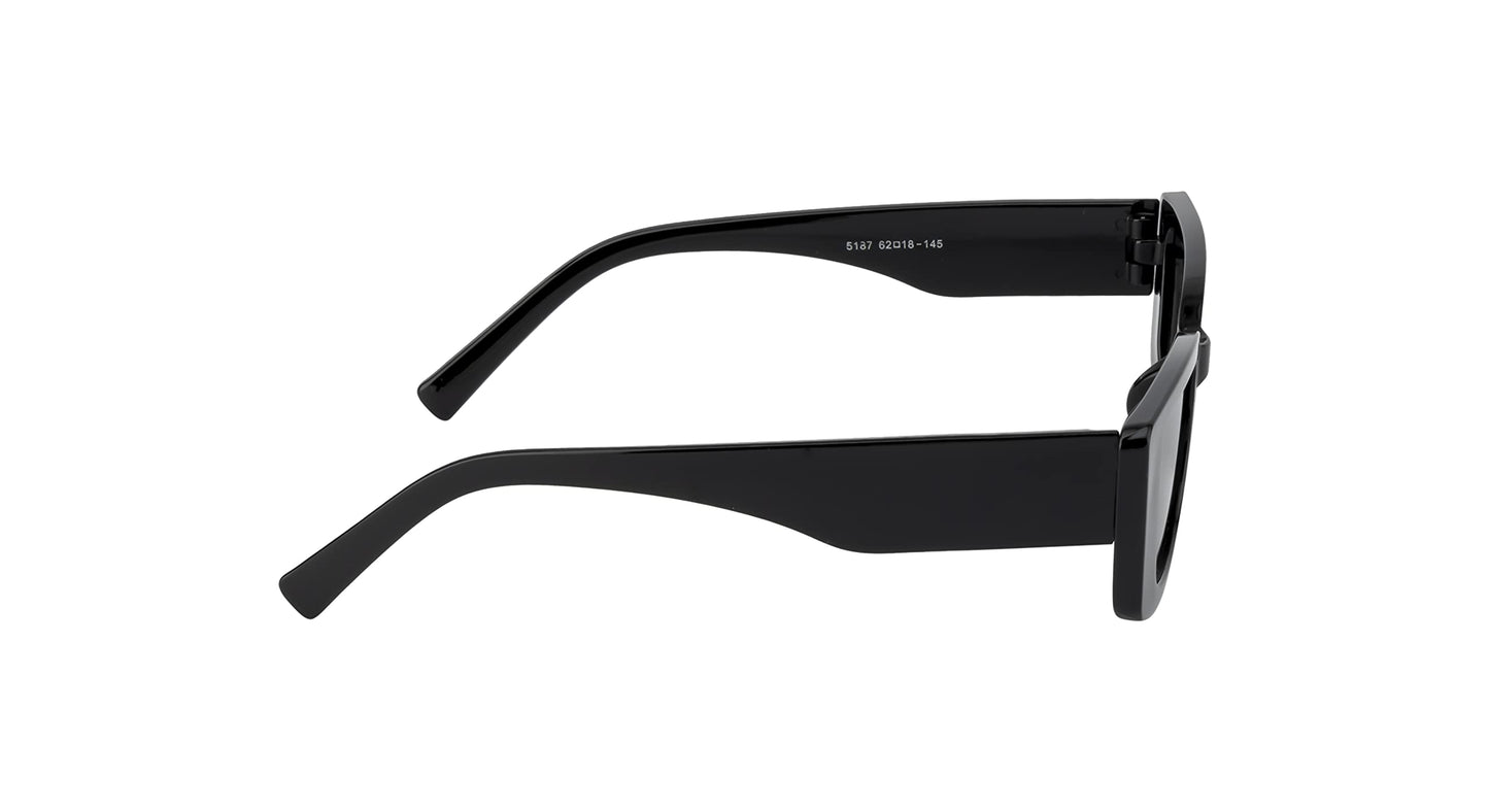 Ted Smith Men's Women's UV Protection Grey Lens Black Rectangular Sunglasses