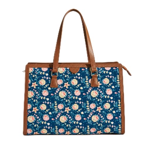 TEAL BY CHUMBAK Office Tote Bag for Women | Stylish Shoulder Bags for College | Professional Canvas Tote Bag | Laptop-Friendly College Bag