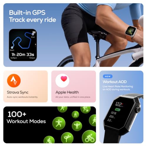Layers Anarc 2 Smartwatch | 1.85 AMOLED 60Hz Display | Built-in GPS | AI Watch Faces & Assistant | BT Calling | Auto Brightness | Heart Rate + Sleep Monitor Smartwatch, Alluminium Body (Parent) (Blue)