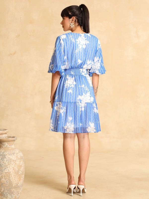Kazo Blossom Mini Dress Blue