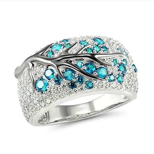 RUVEE Stainless Steel and Crystal Galactic Stars Alloy Ring for Women & Girls (Blue)