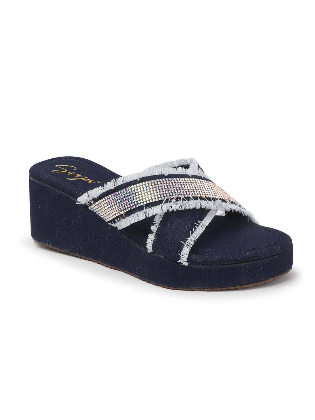 SVYA, Women heel sandal comfortable perfect for casual days with a touch of glam for Girls. (Blue, UK Footwear Size System, Adult, Women, Numeric, Medium, 8)