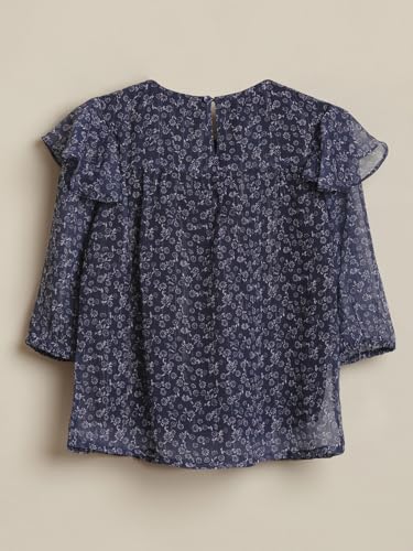 Girls Navy Print Casual Top