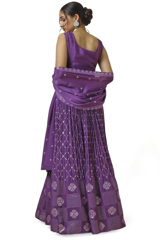 Soch Womens Purple Embellished Leheng Set