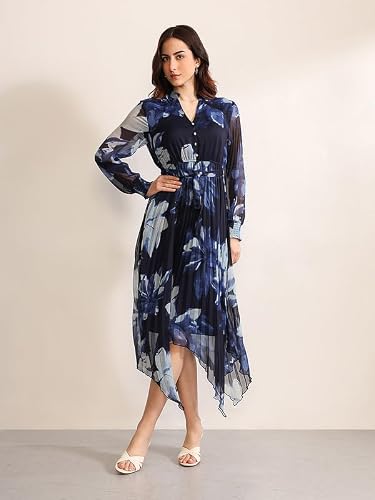 Kazo Omega Maxi Dress with Belt (Blue XL)
