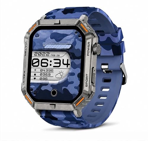 Fire-Boltt Commando 49.5mm (1.95) AMOLED Smart Watch, 123 Sports Modes, Bluetooth Calling Smartwatch (Camo Black)