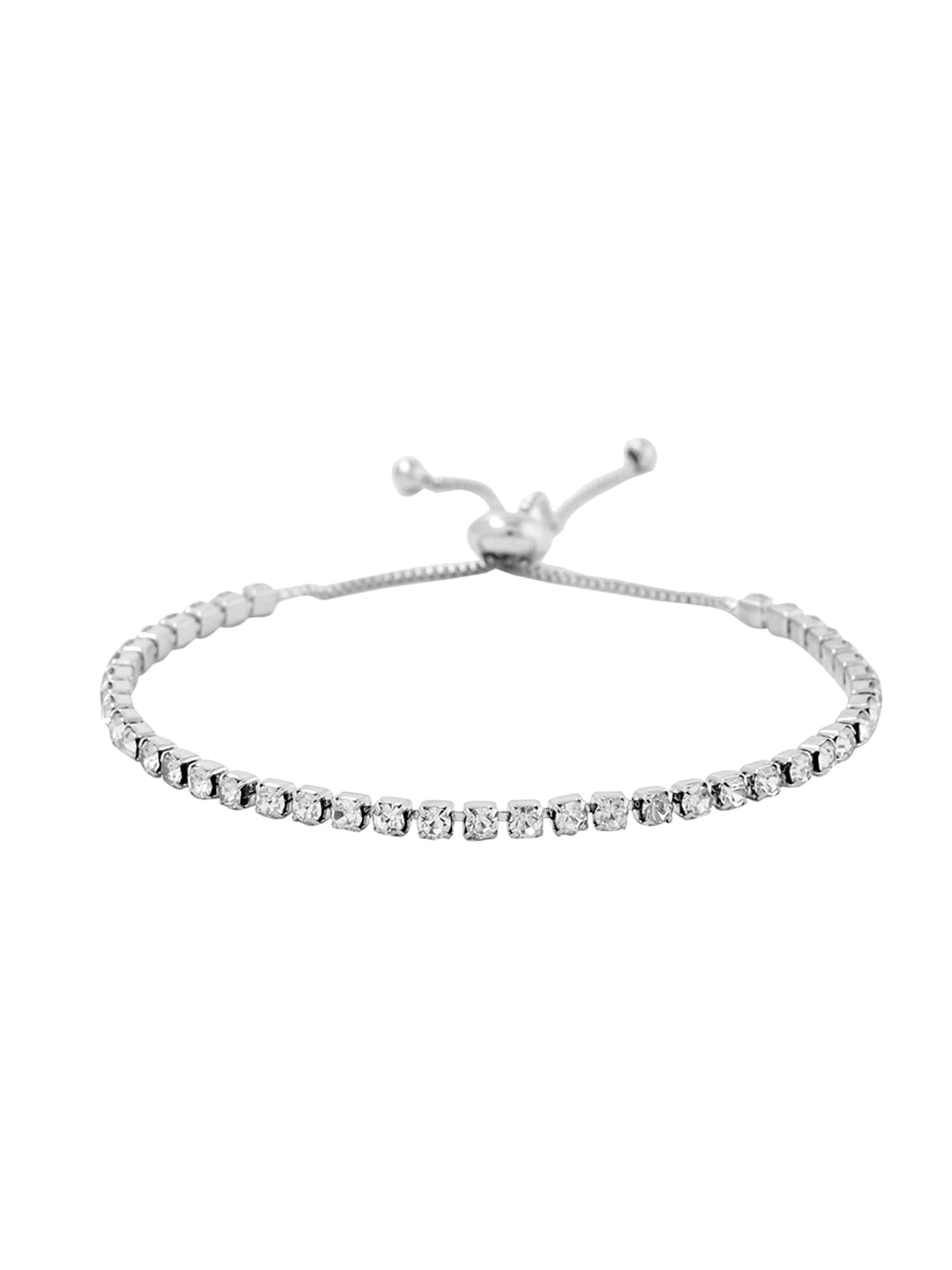 Yellow Chimes Women Crystal Bracelets | Silver Toned Bracelets For Women | White CZ Crystals Bracelet For Woman | Birthday Gift for Girls & Women Anniversary Gift for Wife