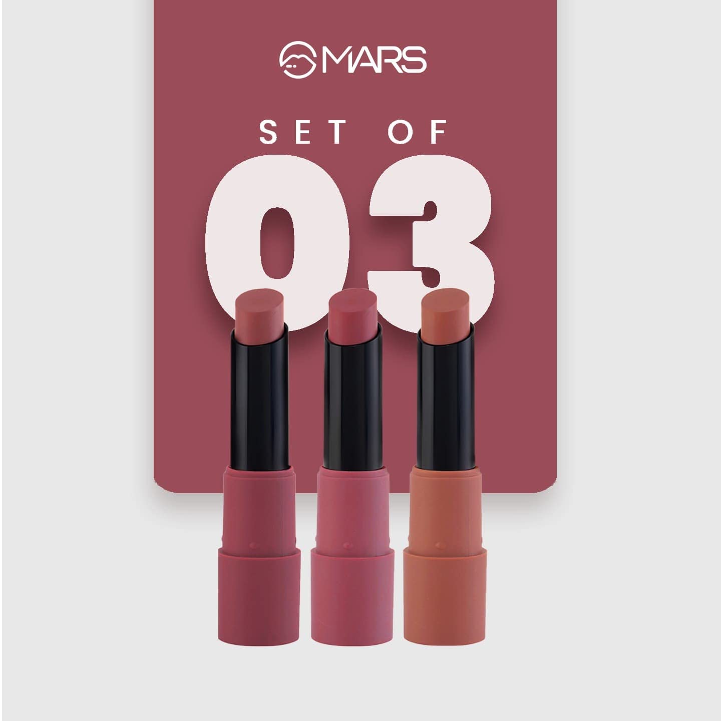 MARS Matte Box Set of 3 Lipsticks for Women | Long-Lasting | Smooth Finish | Moisturising | One Swipe Pigmentation (3x3.2 gm) (02-Peaches & Nudes)
