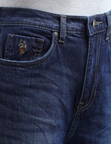 U.S. POLO ASSN. High Rise Wide Leg Jeans (UWAW24JEN159_Blue_32)