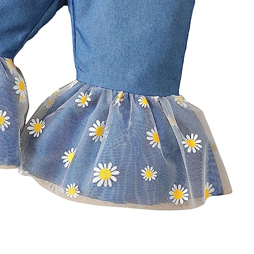 Hopscotch Polyester Girls Floral Print Top Pant Set With Headband In Blue Color For Ages 12-24 Months