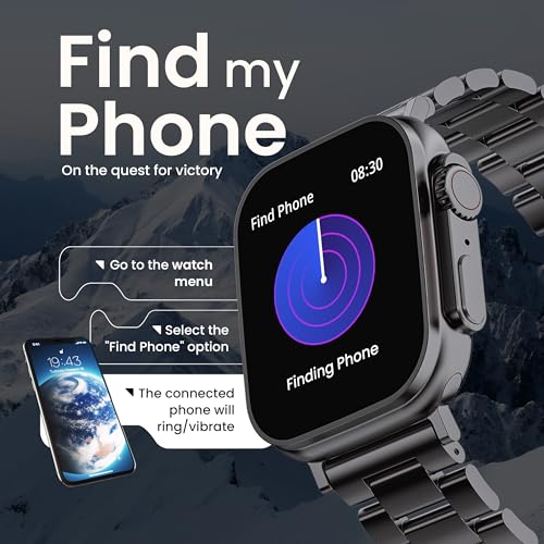 GOBOULT Newly Launched Crown Smart Watch 1.95'' Screen, BT Calling, Working Crown, Zinc Alloy Frame, 900 Nits Brightness, AI Voice Assistant, SpO2 Monitoring, 120+ Sports Mode (Chrome)
