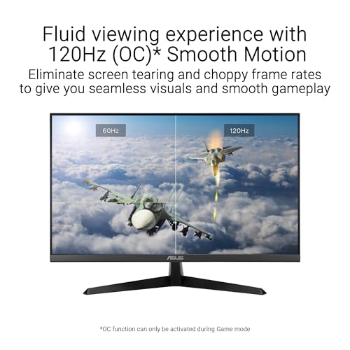 ASUS VY249HGR Eye Care Gaming Monitor – 24-Inch (23.8-Inch viewable), IPS, Full HD, Frameless, 120Hz, Adaptive-Sync, 1ms MPRT, HDMI, Low Blue Light, Flicker Free, Wall Mountable